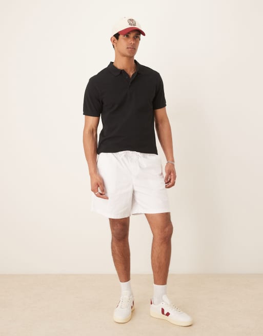 ASOS DESIGN wide linen blend shorts in white