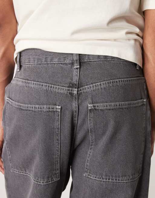 ASOS DESIGN wide skater jeans with contrast stitch in gray