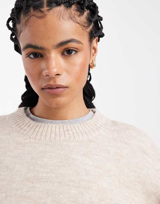 ASOS DESIGN wide sleeve oversized knit sweater in oatmeal, 3 of 4