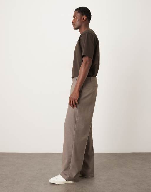 ASOS DESIGN wide smart co-ord trousers in beige, 3 of 5