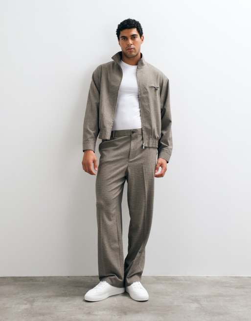 ASOS DESIGN wide smart co-ord trousers in brown puppytooth, 2 of 5