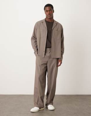 Asos Design Wide Smart Pants In Brown