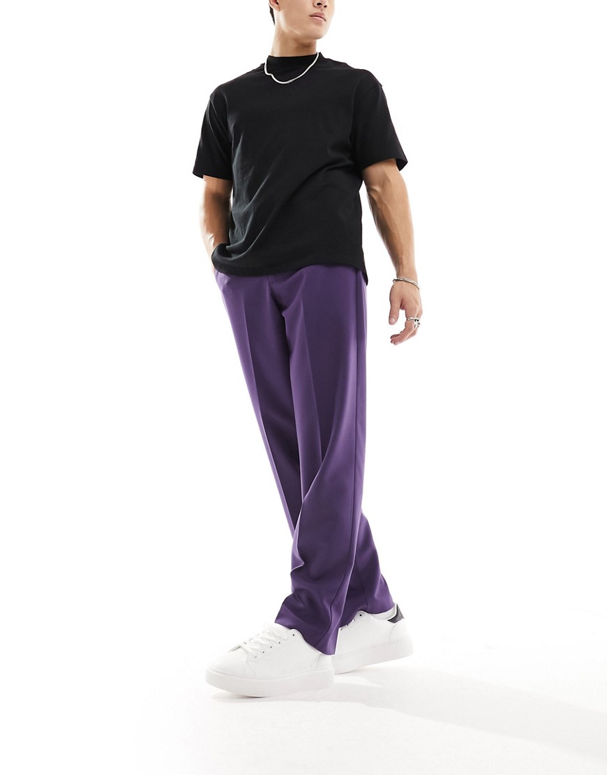 Asos Design Wide Smart Pants In Purple