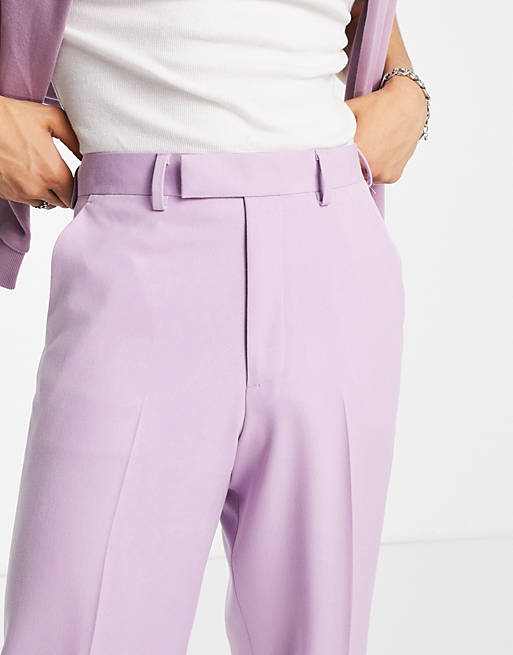 Trousers & Chinos wide smart trousers in bright lilac 