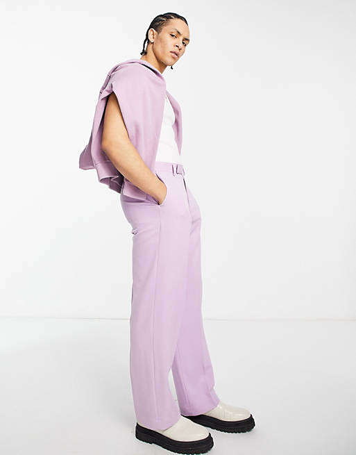 Trousers & Chinos wide smart trousers in bright lilac 