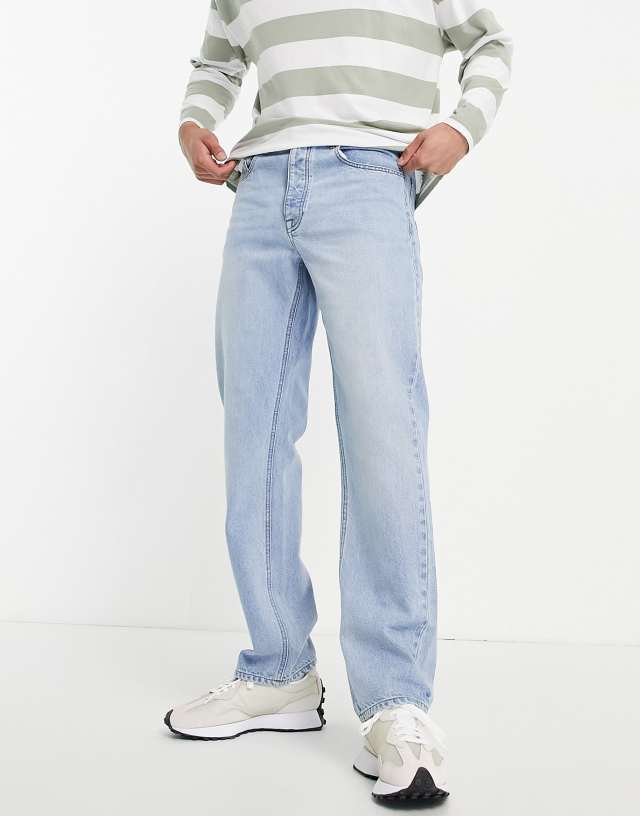 ASOS DESIGN wide straight leg jeans in vintage light wash blue