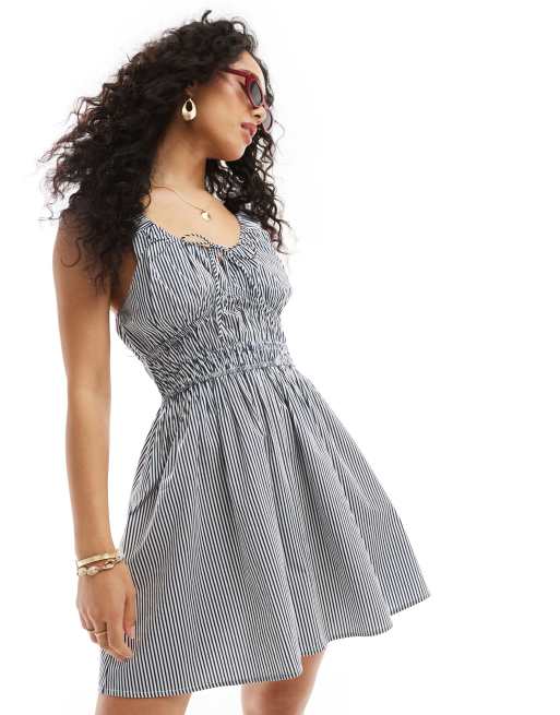 ASOS DESIGN wide strap channel waist mini sundress in striped print