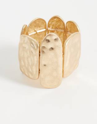 Asos Design Wide Stretch Bracelet In Gold