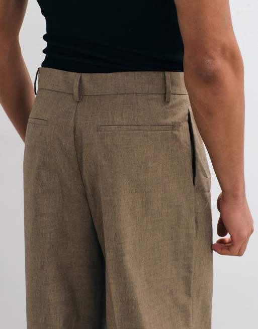 ASOS DESIGN wide suit pants in beige wool, 4 of 5