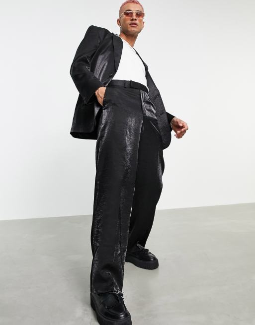 ASOS DESIGN wide leg suit pants in black