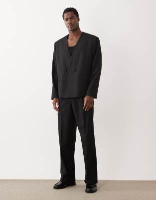 ASOS DESIGN wide suit pants in black black