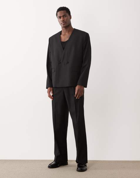 ASOS DESIGN wide suit trousers in black