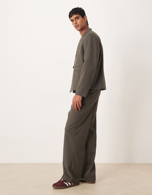 ASOS DESIGN wide suit pants in light brown, 3 of 5