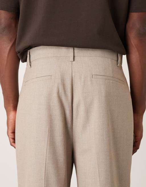 ASOS DESIGN wide suit pants in neutral pinstripe, 4 of 5