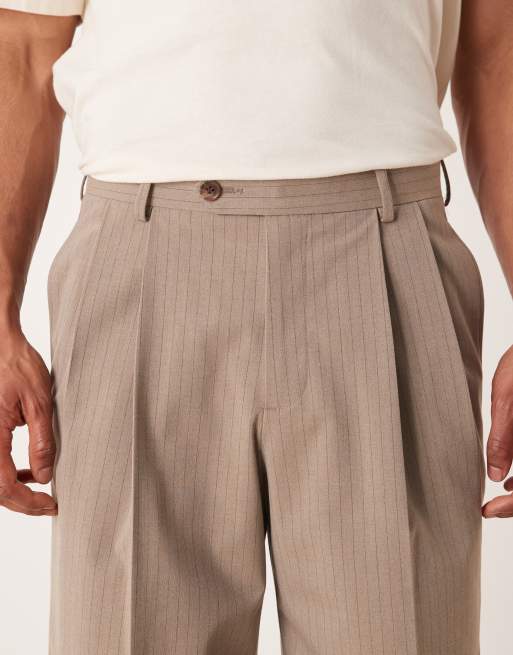 ASOS DESIGN wide suit pants in neutral pinstripe, 5 of 5