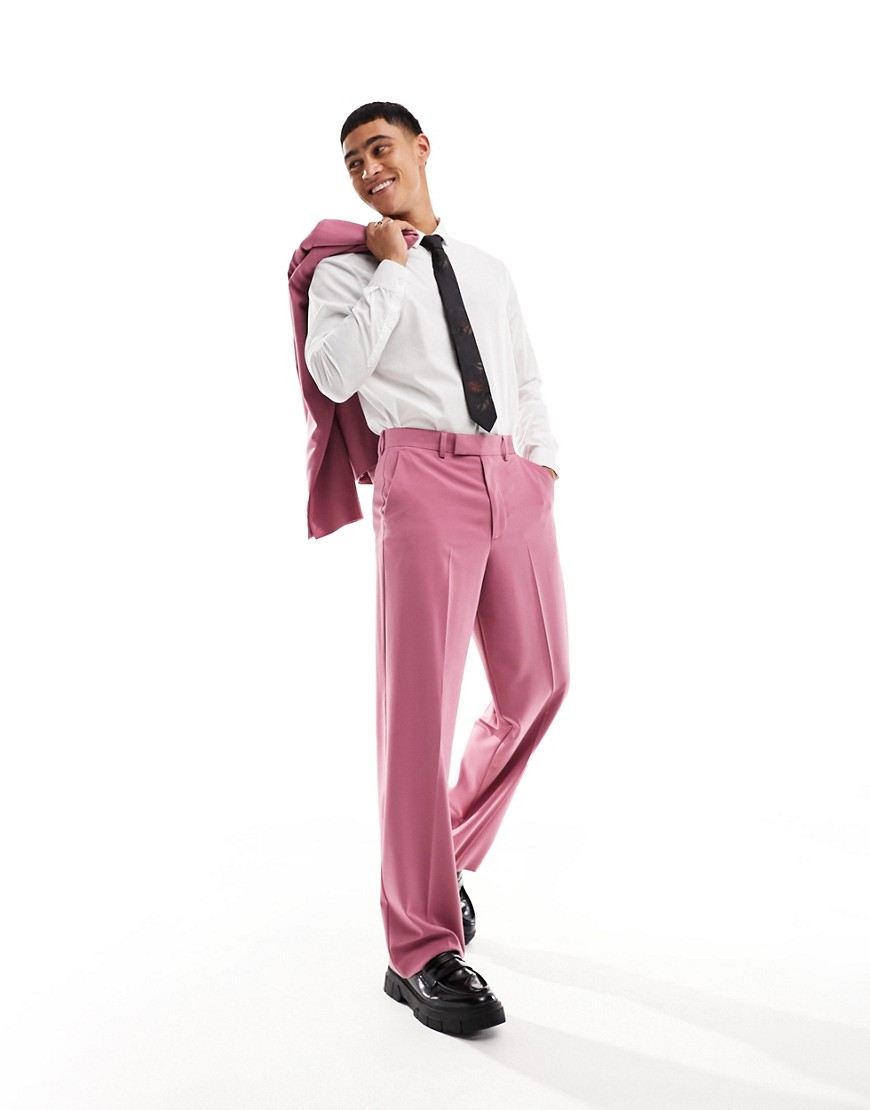 Asos Design Wide Suit Pants In Pink