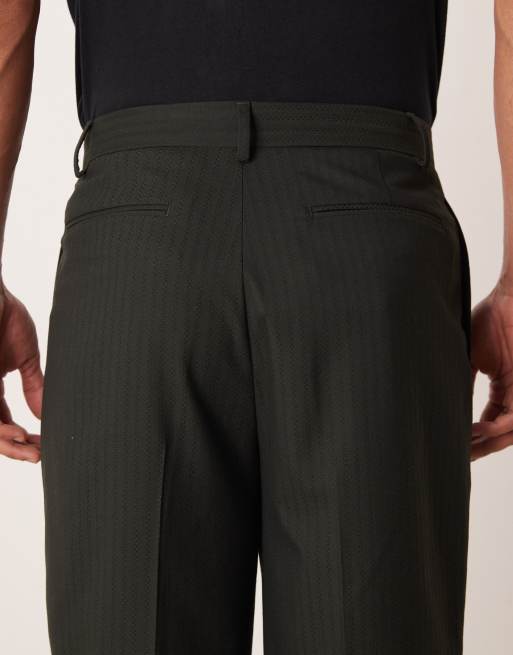 ASOS DESIGN wide suit pants in stone stripe weave, 3 of 5