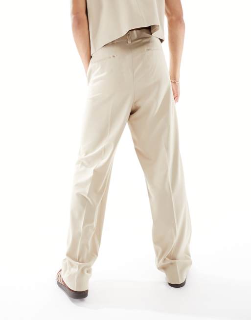 ASOS DESIGN wide suit pants in stone, 4 of 5