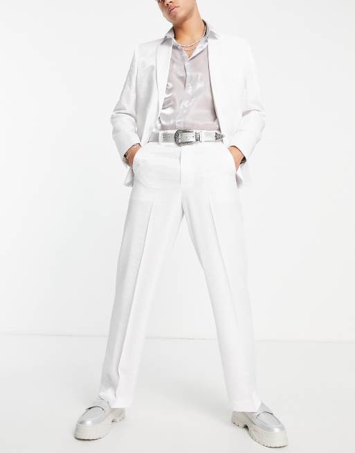 ASOS Skinny Smart Cropped Trousers In Cotton Sateen in White for Men