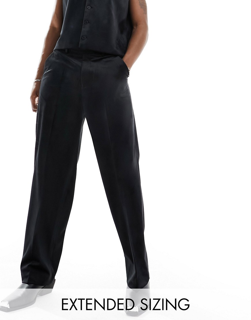ASOS design wide suit trouser in black suedette