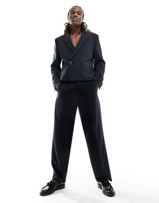 ASOS DESIGN wide suit trouser in black