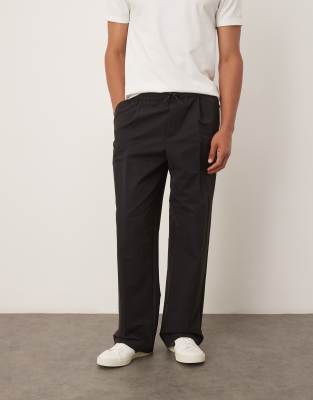 ASOS DESIGN wide suit trouser in casual black tech fabric
