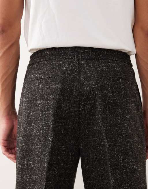 ASOS DESIGN wide tailored pants in charcoal boucle fabric (part of a set), 4 of 5