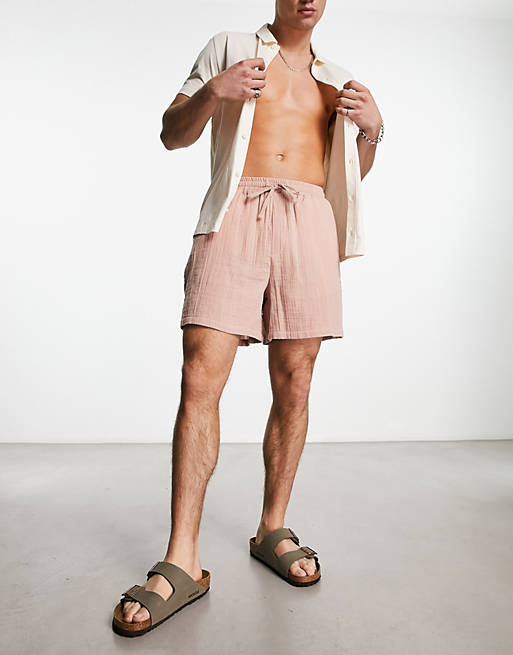 ブランドを選択する エイソス ASOS DESIGN wide textured shorts in
