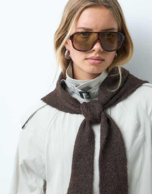 ASOS DESIGN wide tie triangle scarf in chocolate, 2 of 4