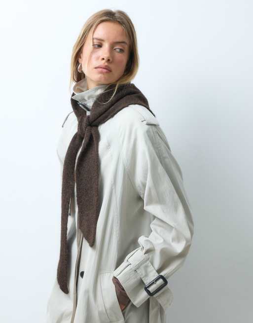 ASOS DESIGN wide tie triangle scarf in chocolate, 4 of 4