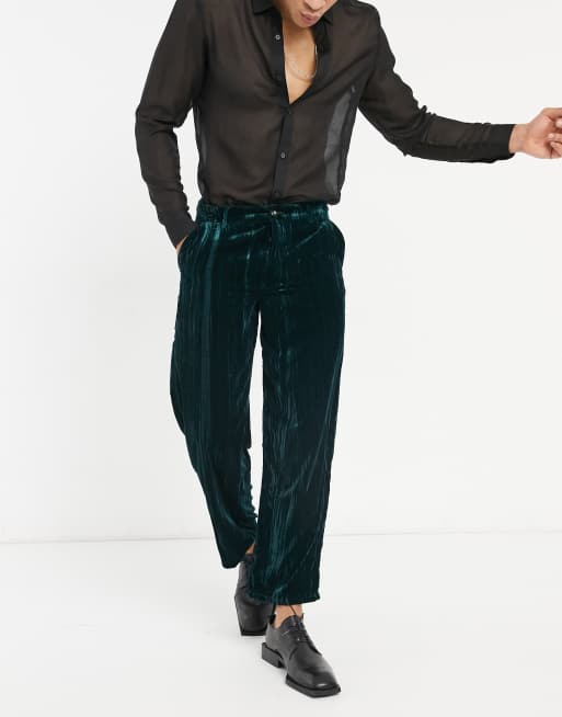 Mens green velvet store pants