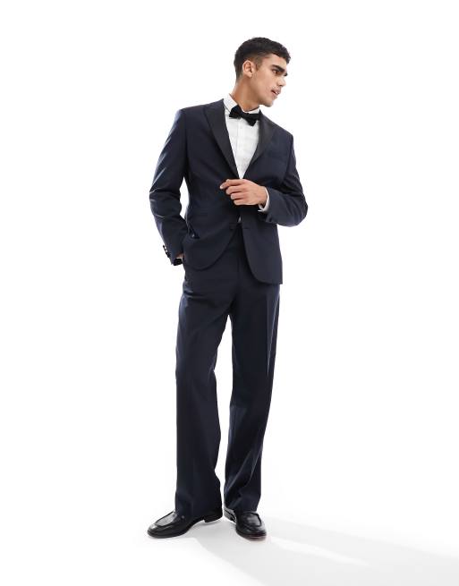 ASOS DESIGN slim tuxedo pants in navy