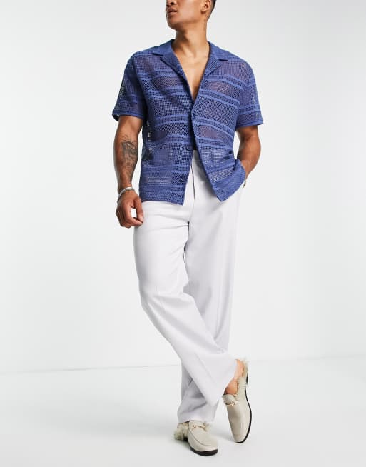 ASOS DESIGN wide twill smart pants in gray