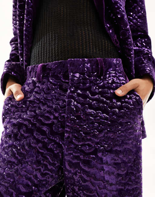 Zara purple best sale velvet trousers