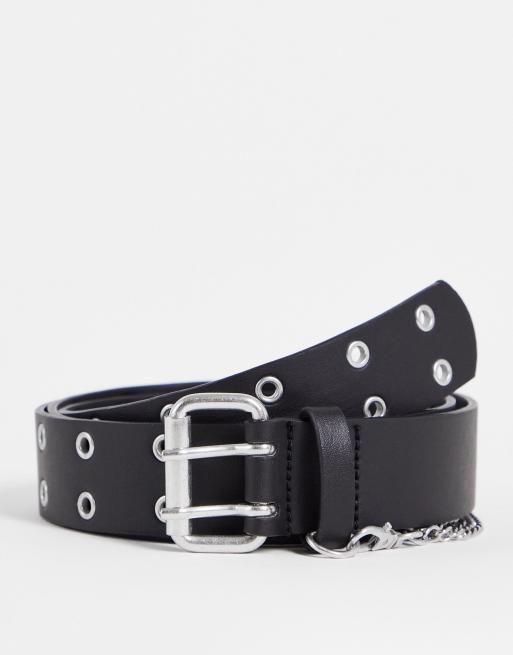 ASOS DESIGN wide square buckle waist belt in black