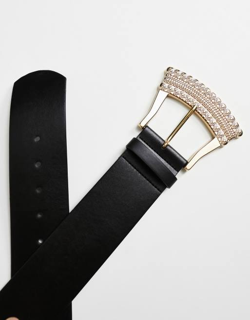 Faux Leather Wide Waist Belt