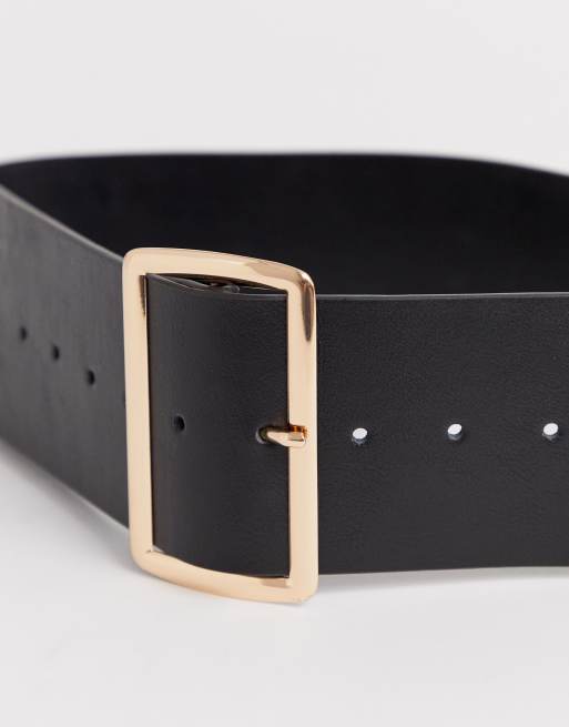 ASOS Wide Waist Cincher Buckle Belt in Brown