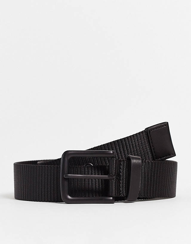 ASOS DESIGN - wide webbing belt in black with black details