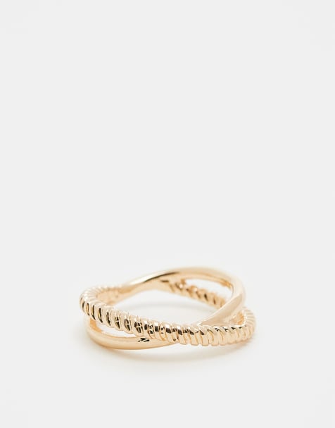 ASOS DESIGN multi row interlocking ring in gold tone - GOLD