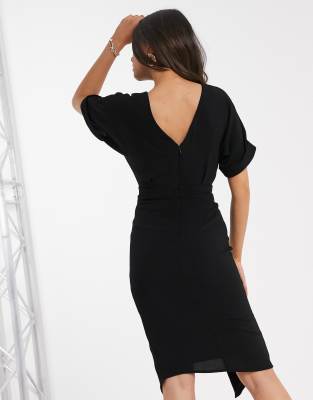 midi black dress casual