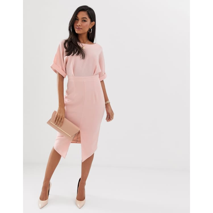 ASOS DESIGN wiggle midi dress in blush ASOS