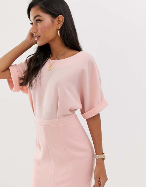 ASOS DESIGN wiggle midi dress in blush