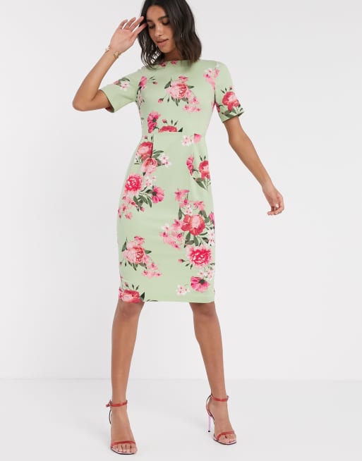 ASOS DESIGN wiggle midi dress in floral print