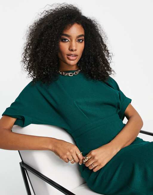 ASOS DESIGN wiggle midi dress in forest green