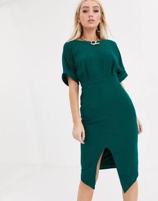 asos green dress midi