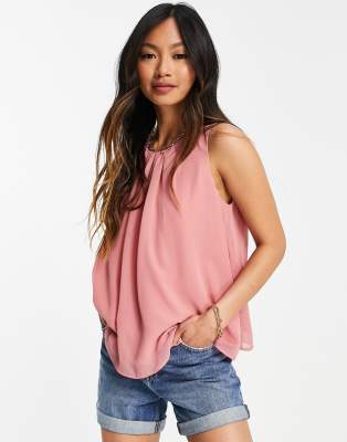 Chinese kool klap bereiken ASOS DESIGN - Wijd hemdje van chiffon in beigeroze | ASOS