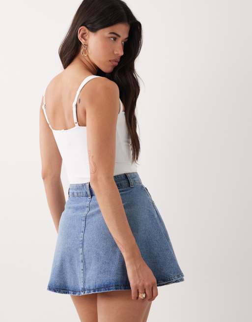 ASOS DESIGN - Wijde denim minirok in middenblauw, 4 van 5