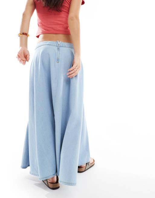 ASOS DESIGN - Wijde denim rok in middenblauw, 3 van 5