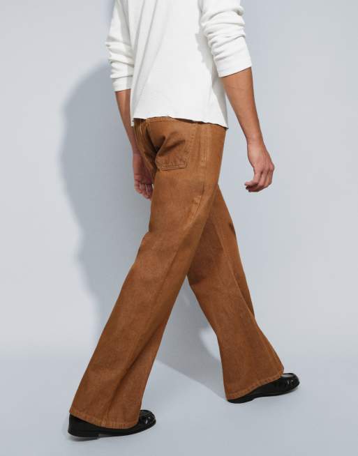 ASOS DESIGN wijde flared jeans in bruin, 2 van 5