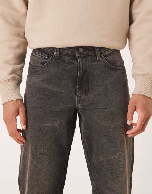 ASOS DESIGN - Wijde flared jeans met bruine tint in zwart met wassing, 5 van 5